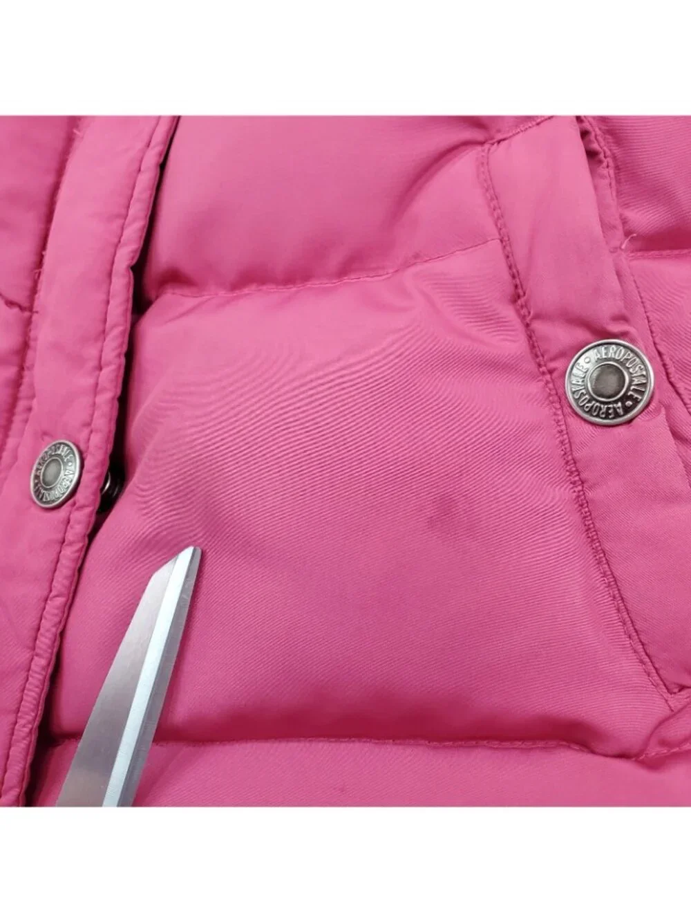 Vintage Aeropostale Down Puffer Vest Womens M Pink Colorblock 80s Pockets READ
